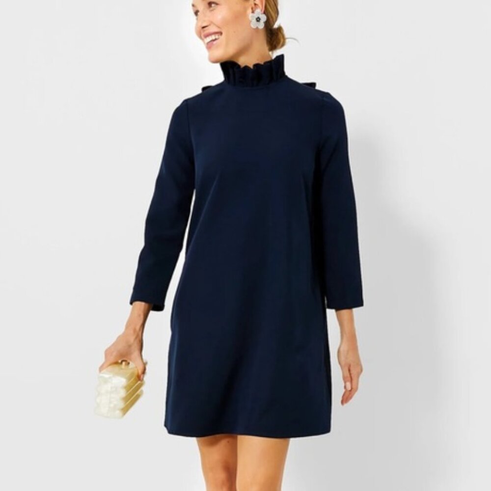Tuckernuck Daphne Ruffle Navy Dress, Size S